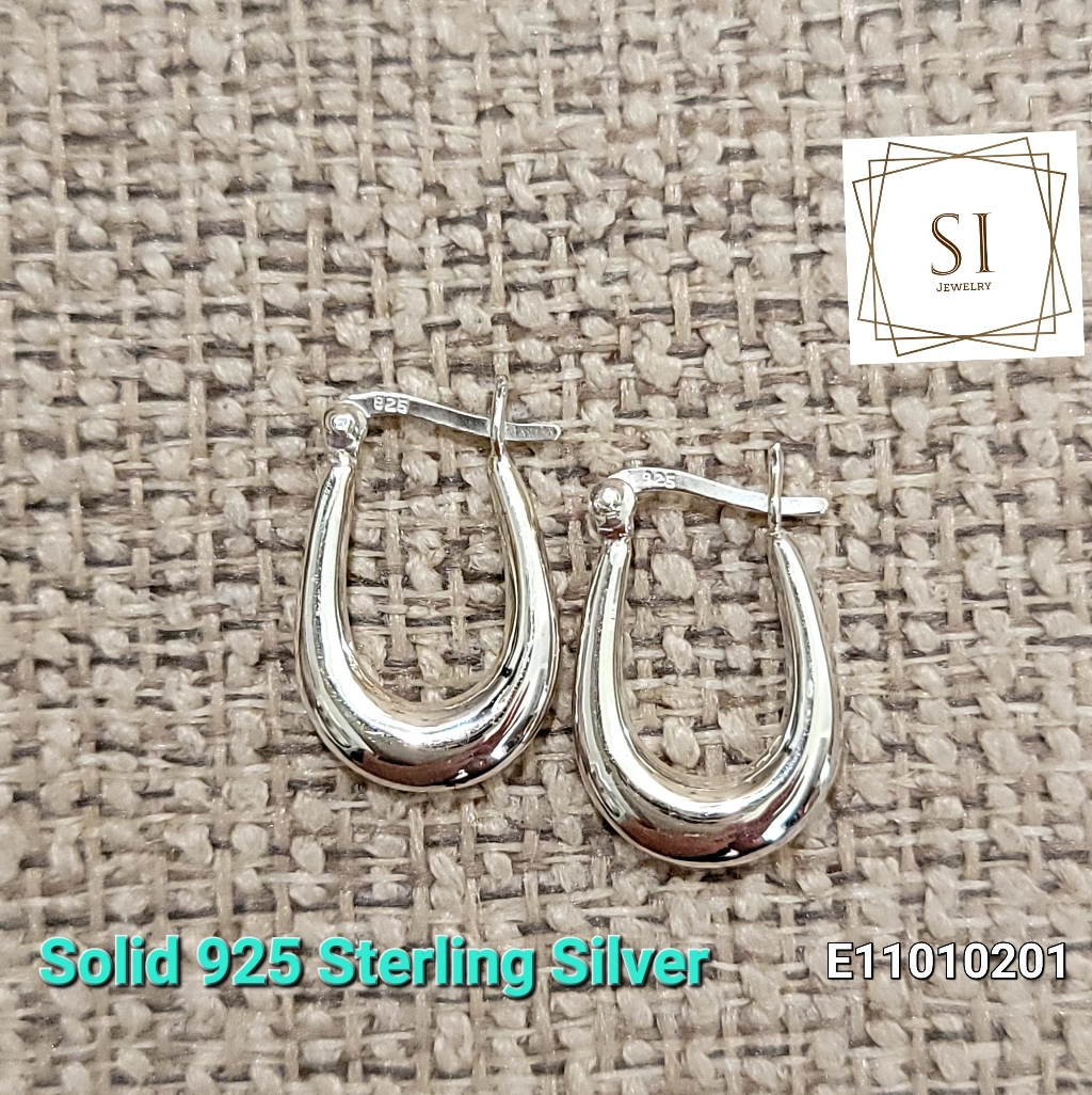 Real Solid Genuine 925 Sterling Silver Hoop Earrings. Designer Style